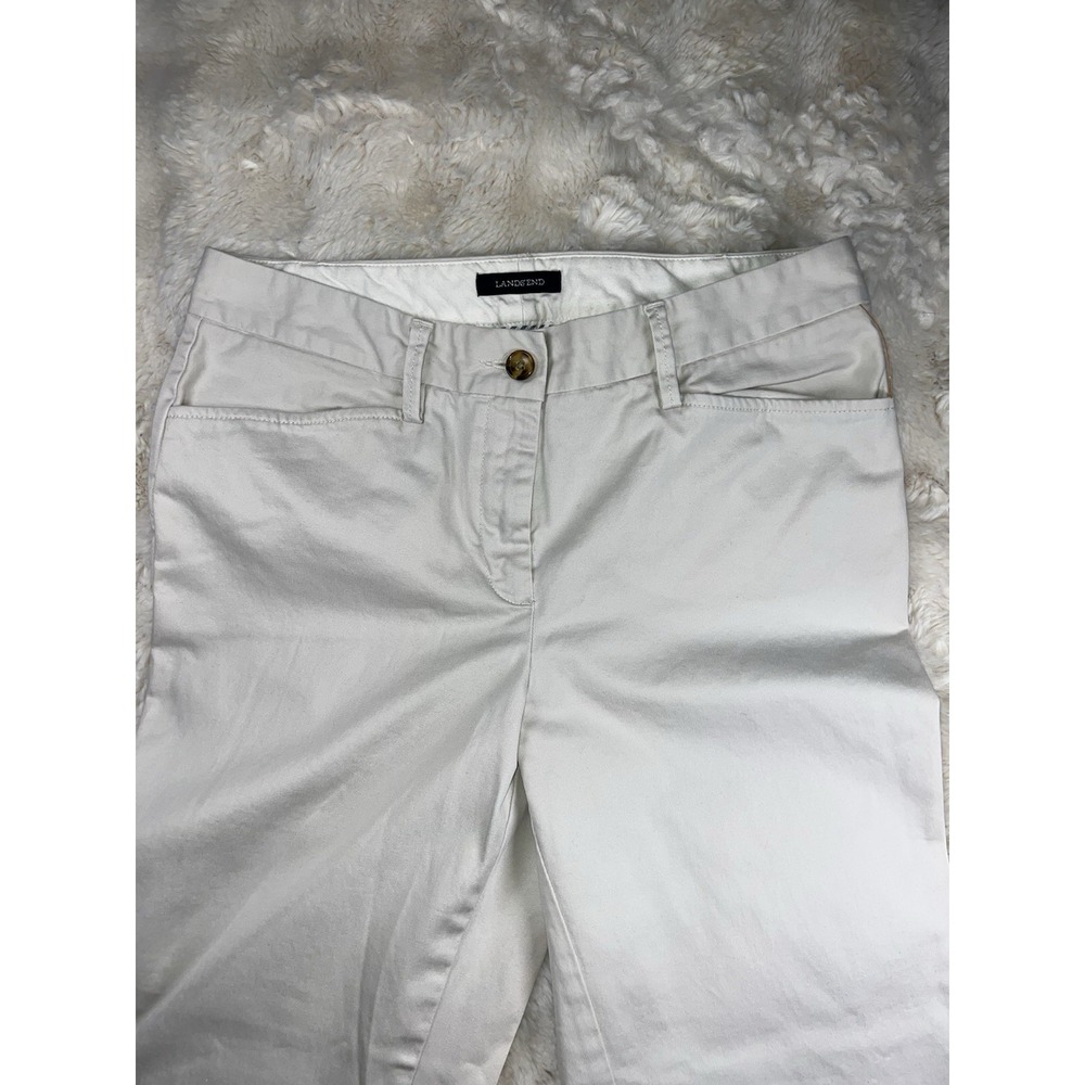 Lands End Womens Chino Pants White Mid Rise Straight Leg Size 8 Casual⁠ A5